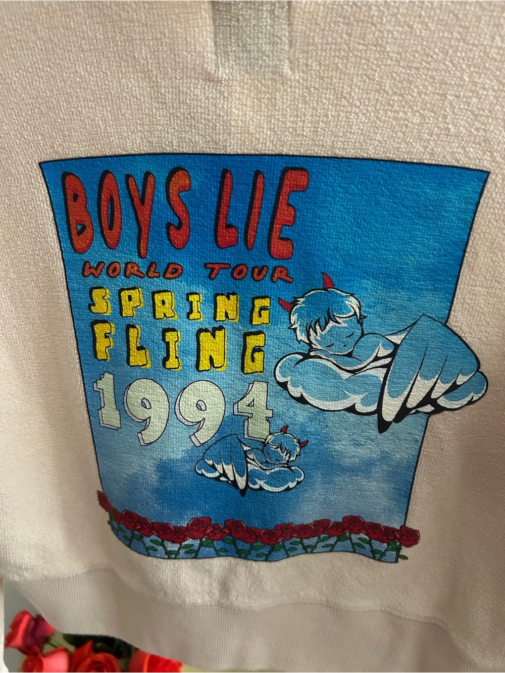 Boys Lie Word Tour Beige Cropped Hoddie XS - Picture 8 of 11